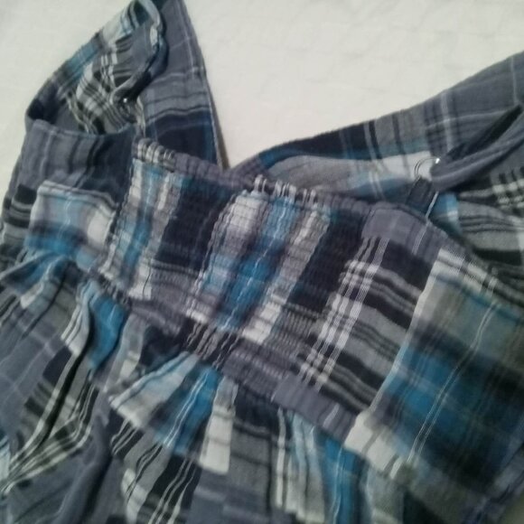 Pretty tiered summer dress in patchwork cotton chiffon blue and white - Picture 5 of 5